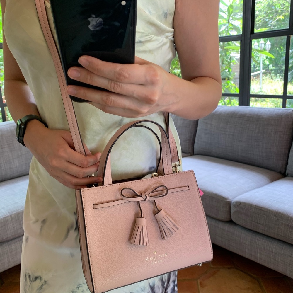MINI SATCHEL KATE SPADE HAYES ROSY CHEEKS LEATHER - Picture 9 of 16